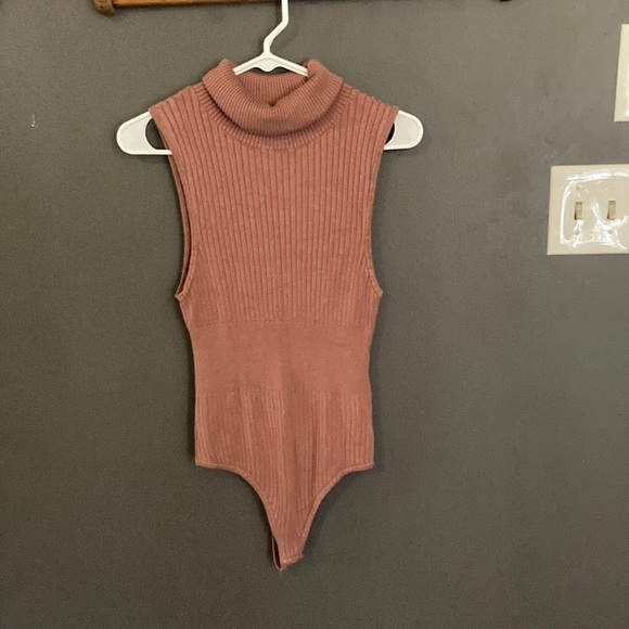 Free People Ribbed Sleeveless Bodysuit in Mauve - Picture 1 of 5